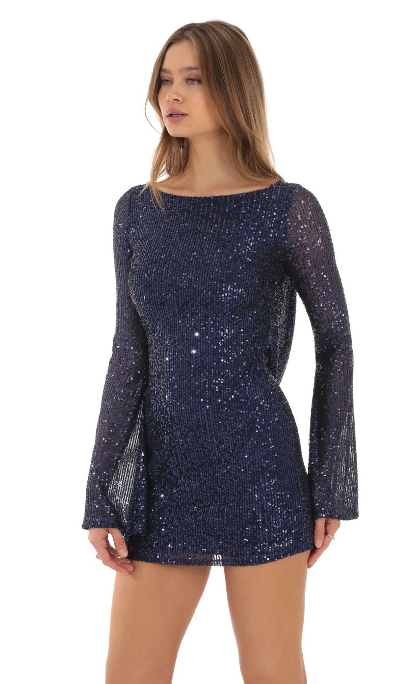 Picture Edita Sequin Draped Open Back Dress in Navy. Source: https://media-img.lucyinthesky.com/data/Oct23/850xAUTO/b393feab-6f4e-4945-9603-df9f58d7584b.jpg