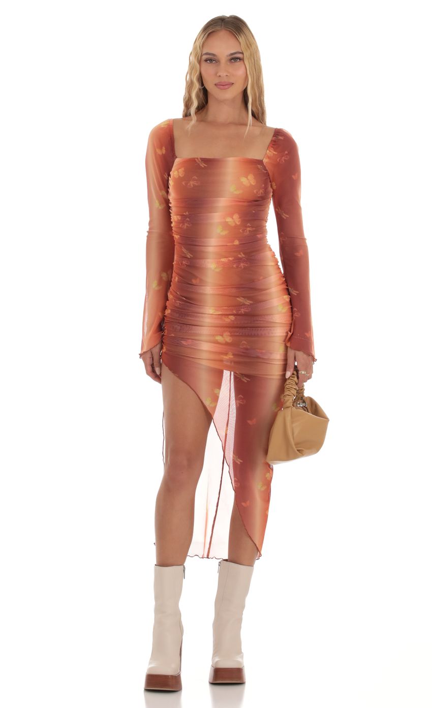 Product image for Mesh Butterfly Dress in Orange