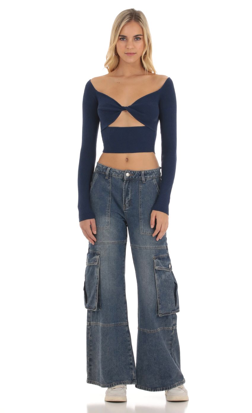 Picture Ribbed Cutout Top in Navy. Source: https://media-img.lucyinthesky.com/data/Oct23/850xAUTO/d320eebb-0064-4b0c-a04b-41ae4e49ee8e.jpg