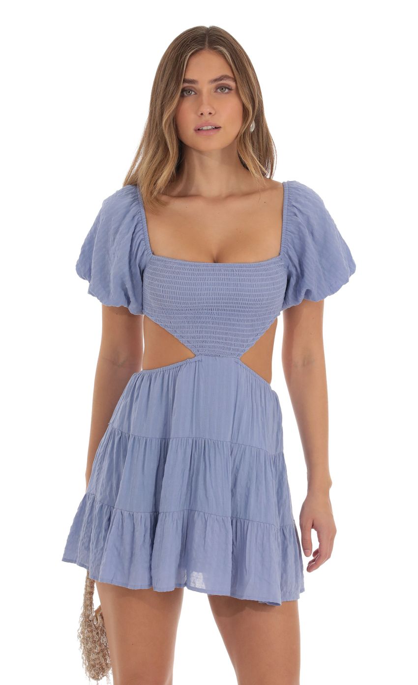 Picture Puff Sleeve Dress in Blue. Source: https://media-img.lucyinthesky.com/data/Oct23/850xAUTO/d8309eff-48ae-4b32-b60a-cba3009064bb.jpg