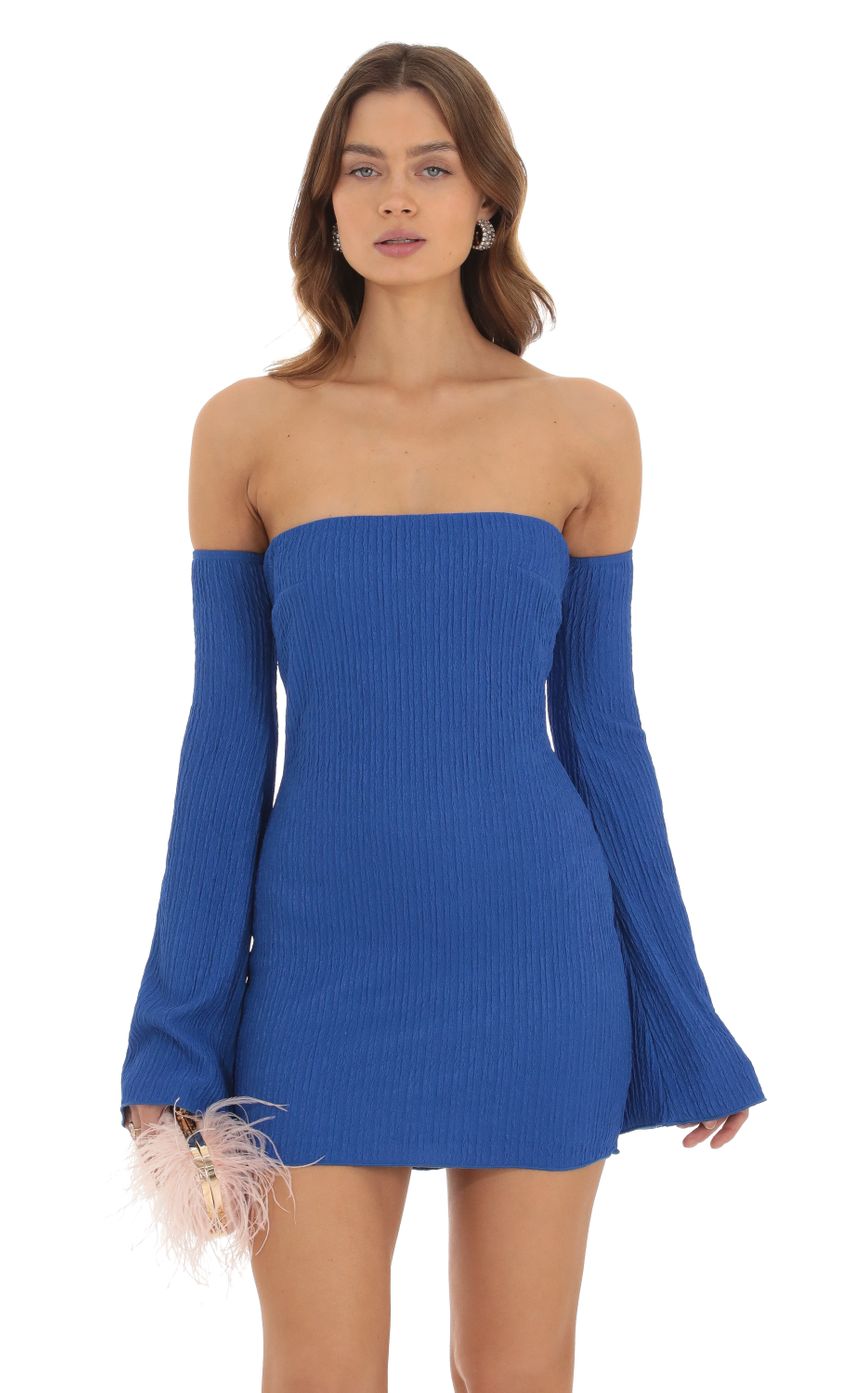 Picture Knit Bell Sleeve Dress in Blue. Source: https://media-img.lucyinthesky.com/data/Oct23/850xAUTO/daef89ab-0d92-4b14-bef0-c5d05e4a371b.jpg