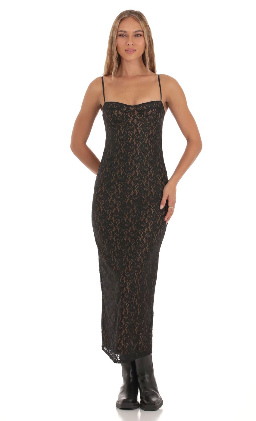 Product image for Full Lace Maxi Dress in Black