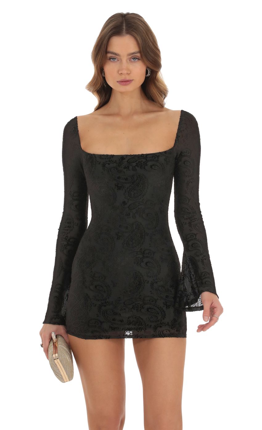 Picture Velvet Long Sleeve Bodycon Dress in Black. Source: https://media-img.lucyinthesky.com/data/Oct23/850xAUTO/e9b72646-4f1c-4723-832b-23003ebc7325.jpg