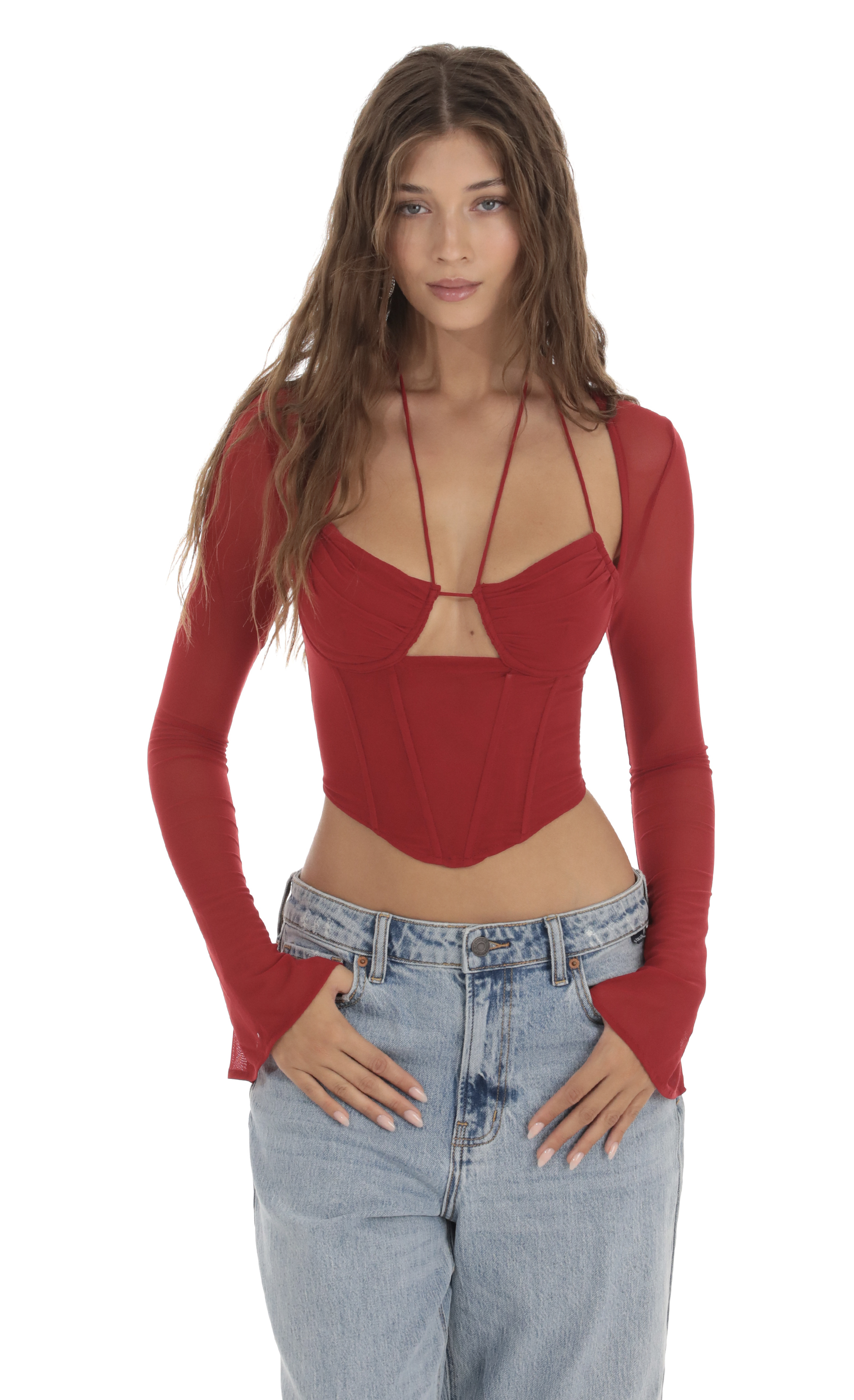 Strappy Corset Top in Red