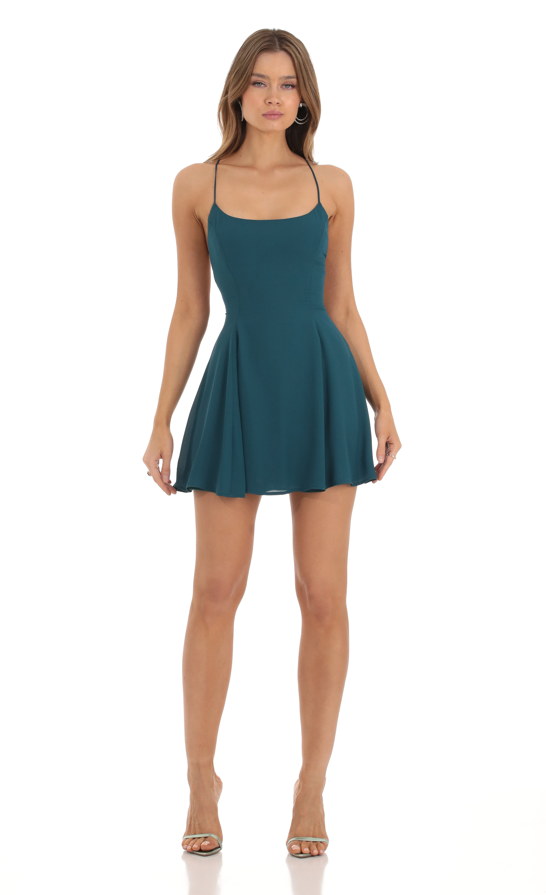 Fit and Flare Dress in Teal