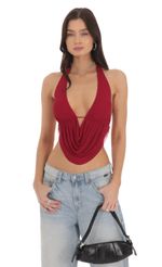 Picture Mesh Draped Halter Top in Red. Source: https://media-img.lucyinthesky.com/data/Oct24/150xAUTO/491f418b-93db-4333-9f73-406752d472d7.jpg