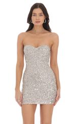 Picture Sequin Strapless Bodycon Dress in Silver. Source: https://media-img.lucyinthesky.com/data/Oct24/150xAUTO/5aa66395-1348-4bff-9b63-4da58bd76989.jpg