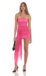 Picture Mesh Tie Tassel Bodycon Dress in Hot Pink. Source: https://media-img.lucyinthesky.com/data/Oct24/150xAUTO/a9195f78-a9c1-4535-b6ae-a73ce038c17c.jpg