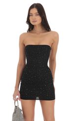 Picture Strapless Mesh Rhinestone Dress in Black. Source: https://media-img.lucyinthesky.com/data/Oct24/150xAUTO/f2424a30-ccf3-476b-a309-4552cfa6c9cb.jpg