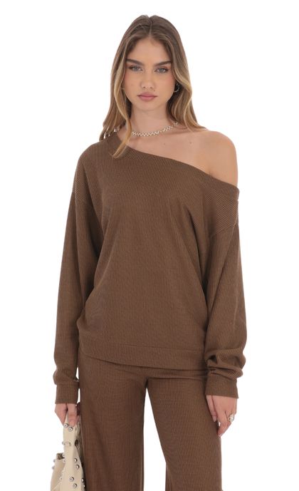 トップス Louren off shoulder knit tops BROWN Brown Off Shoulder Knit | REVOLVE