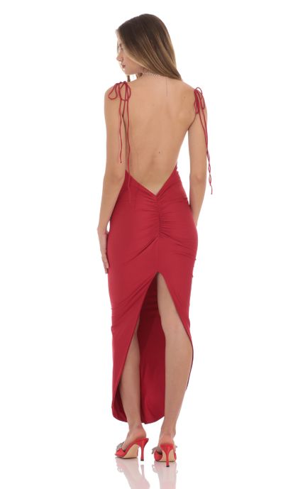 Back Slit Maxi Dress in Red | LUCY IN THE SKY