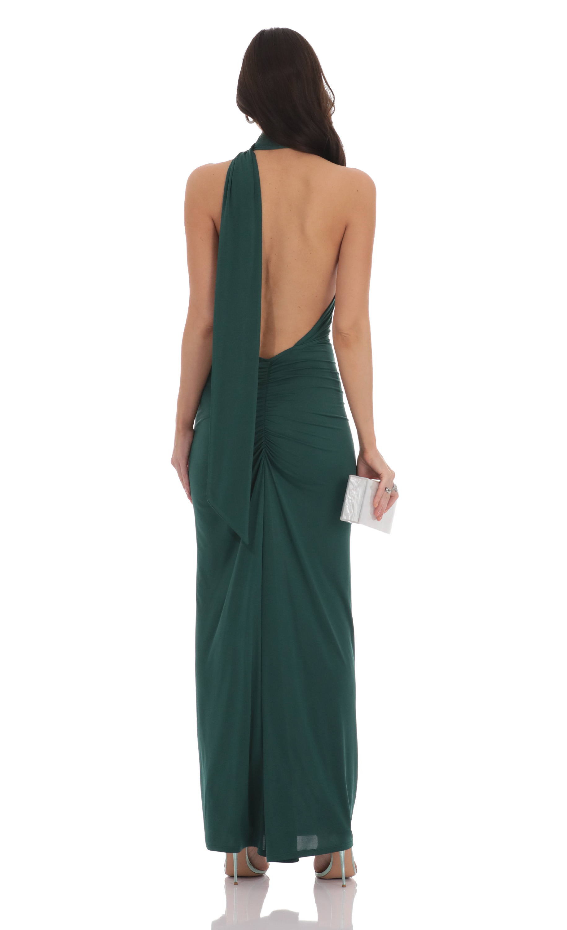 slim fit dress slacks Scarf-Detail Strapless Gown in Spring Green main image 1