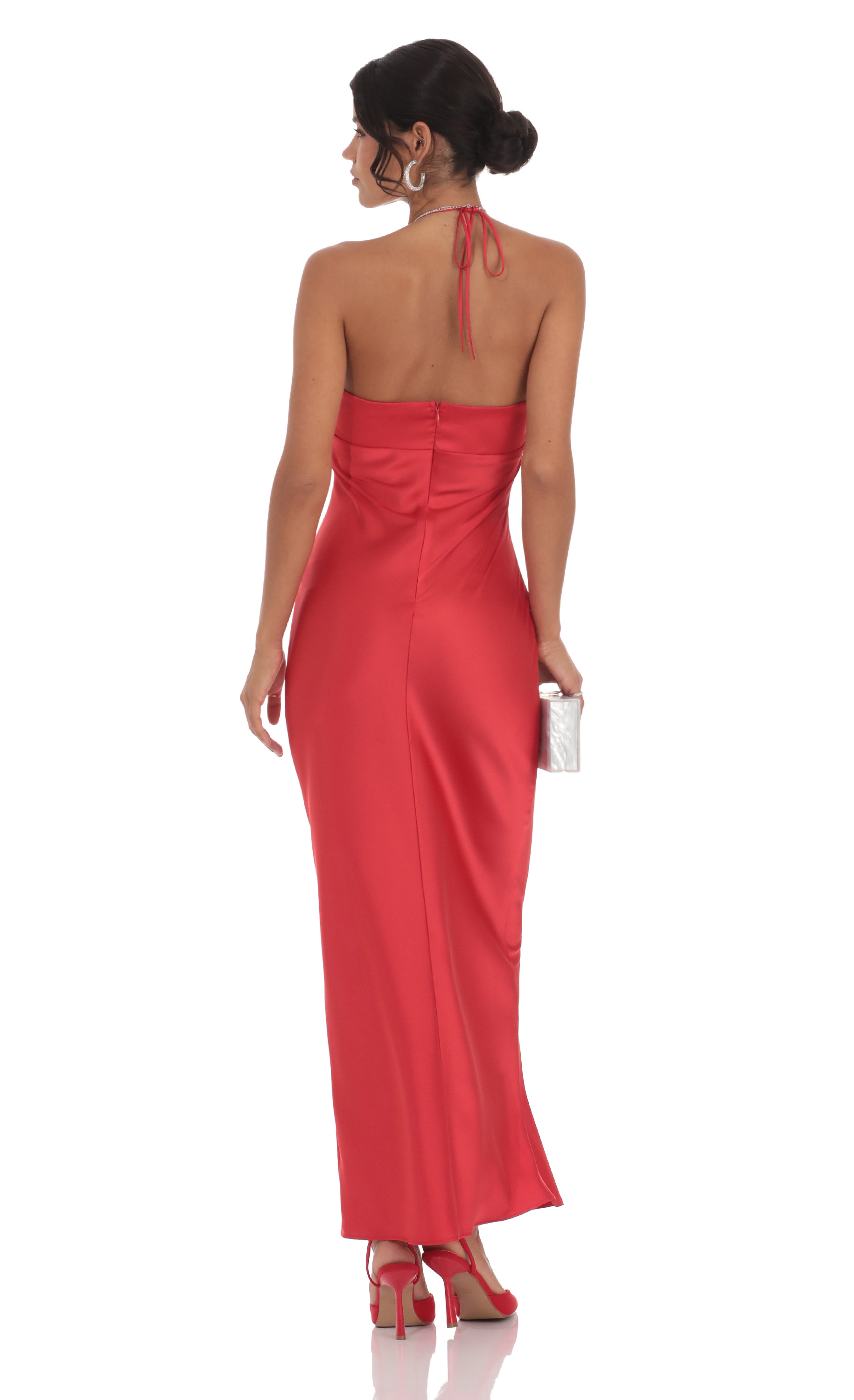 red clay halter maxi dress Gloriana Halter Maxi Dress Red
