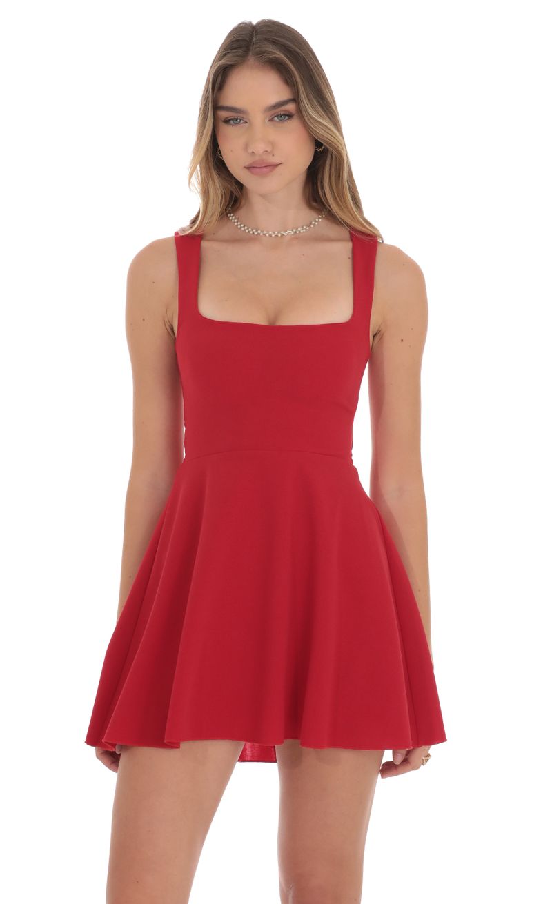 Back Bow A-Line Dress in Red | LUCY IN THE SKY