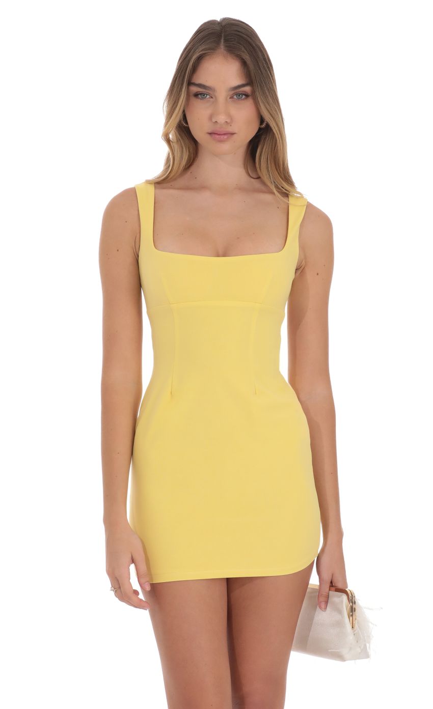 Picture Open Back Bodycon Dress in Yellow. Source: https://media-img.lucyinthesky.com/data/Oct24/850xAUTO/0939164a-99bd-4490-9884-fa54dc4fd97b.jpg