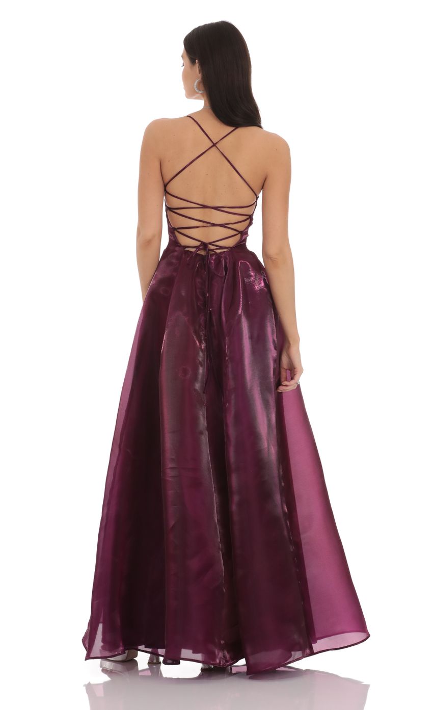 Picture Sheen Fit and Flare Maxi Dress in Purple. Source: https://media-img.lucyinthesky.com/data/Oct24/850xAUTO/1303d541-caa0-40a9-983b-e43462b8d077.jpg