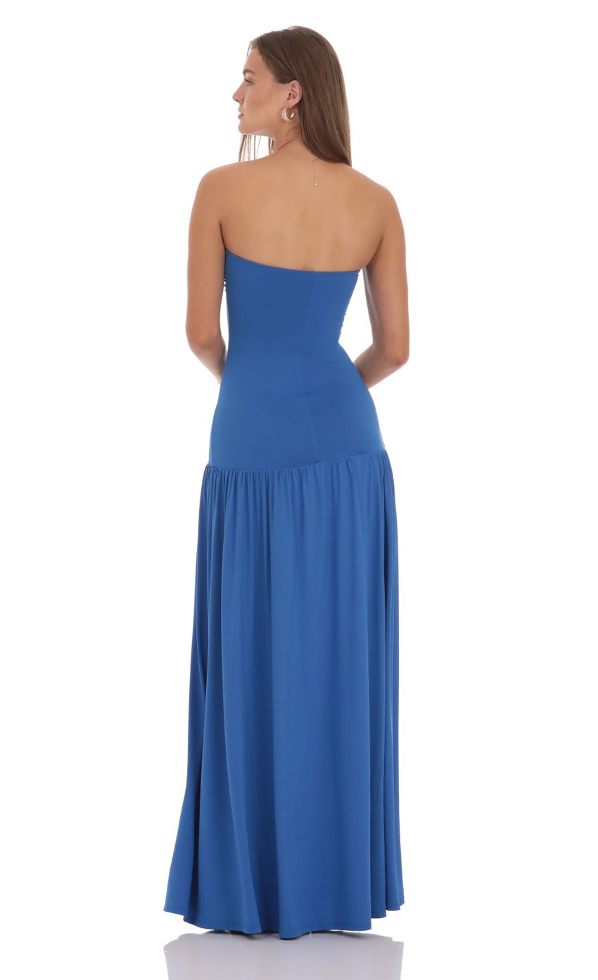 Picture Strapless Drop Waist Maxi Dress in Blue. Source: https://media-img.lucyinthesky.com/data/Oct24/850xAUTO/198dfb9a-2afd-421f-aa1c-ded96583c5e0.jpg