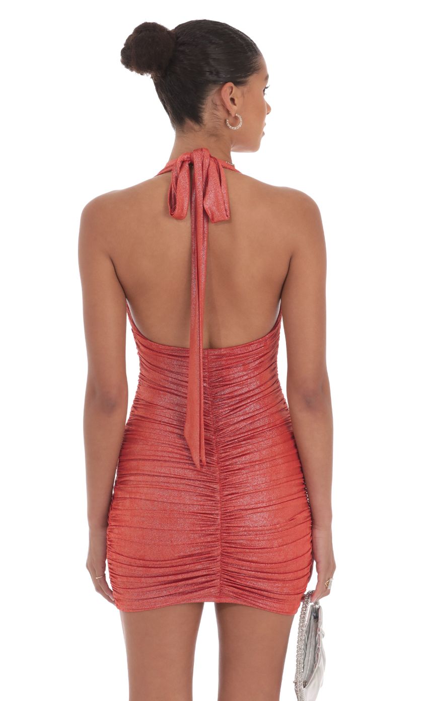 Picture Foiled Ruched Bodycon Dress in Red. Source: https://media-img.lucyinthesky.com/data/Oct24/850xAUTO/50a2c0fd-ae65-4ffb-8e79-596cf893d951.jpg