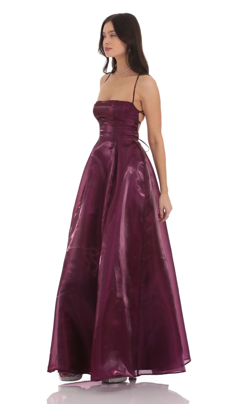 Picture Sheen Fit and Flare Maxi Dress in Purple. Source: https://media-img.lucyinthesky.com/data/Oct24/850xAUTO/5e47ba92-38bd-4ccd-824f-030e385c4e74.jpg