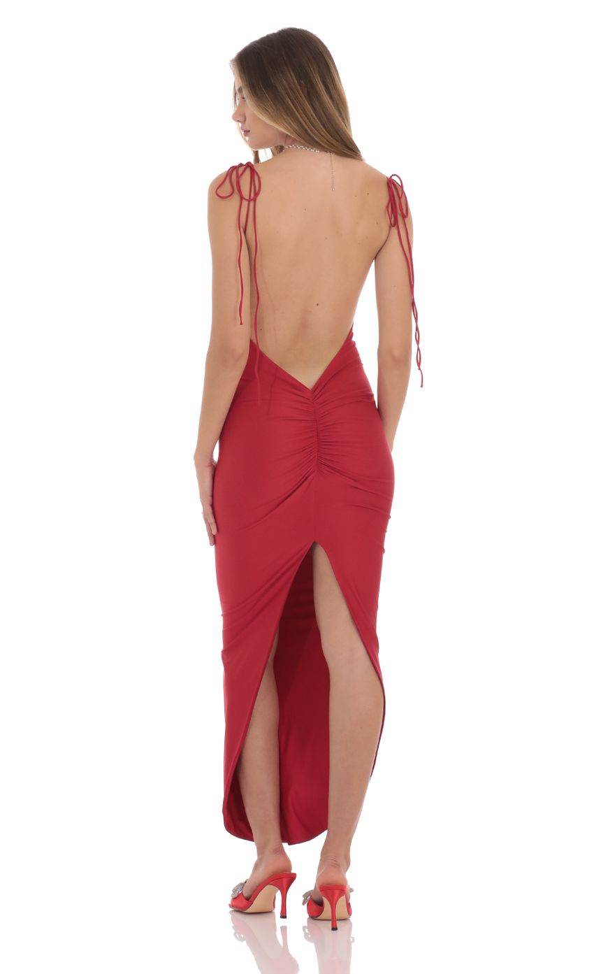 Picture Back Slit Maxi Dress in Red. Source: https://media-img.lucyinthesky.com/data/Oct24/850xAUTO/7184c51b-f3bc-4025-9a97-beca23dcc169.jpg