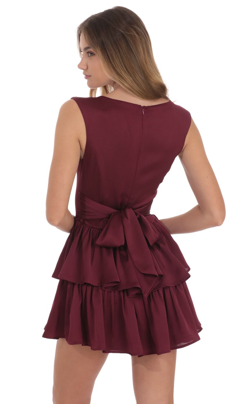 Picture Wide Strap Ruffle Dress in Burgundy. Source: https://media-img.lucyinthesky.com/data/Oct24/850xAUTO/7ab8c7d8-76c2-4b34-b8b6-8bc0a6bced42.jpg