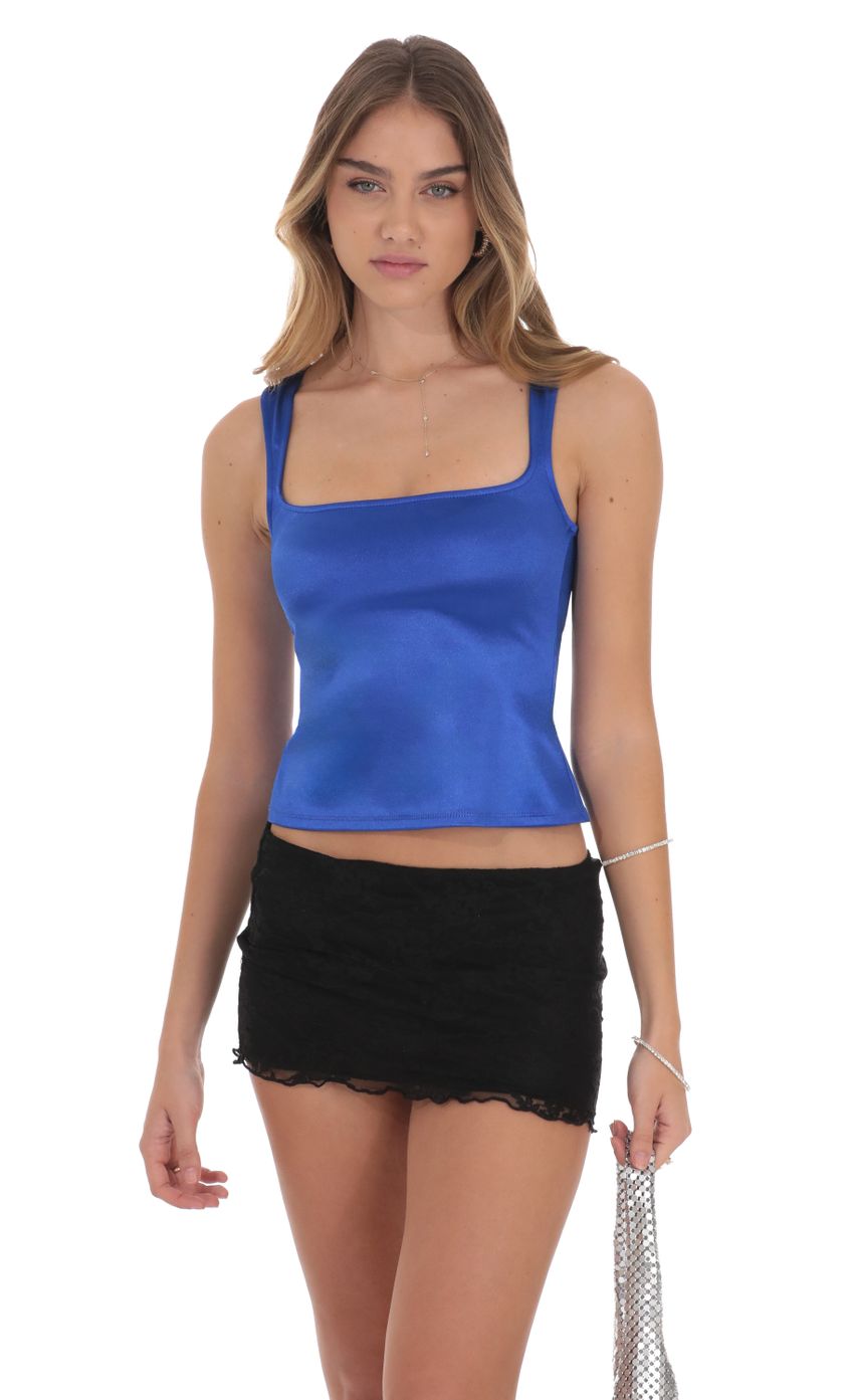 Picture Satin Square Neck Top in Blue. Source: https://media-img.lucyinthesky.com/data/Oct24/850xAUTO/9ea05e62-2ab3-4acc-8563-f8cb8498b8d5.jpg