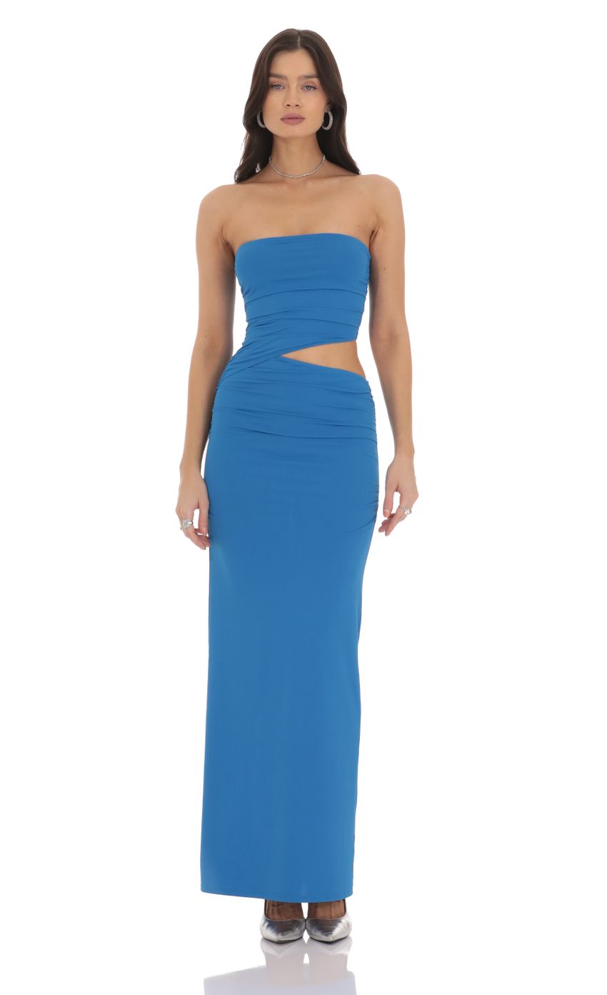 Picture Strapless Cutout Maxi Dress in Blue. Source: https://media-img.lucyinthesky.com/data/Oct24/850xAUTO/ad59a2ae-e546-4ad1-b6d5-72deab6dc9b7.jpg