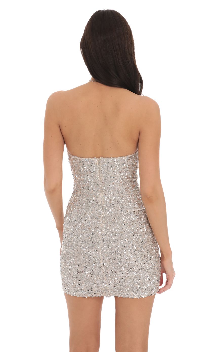 Picture Sequin Strapless Bodycon Dress in Silver. Source: https://media-img.lucyinthesky.com/data/Oct24/850xAUTO/b4b02e49-e075-446a-8ba8-ff8eb3ac59db.jpg