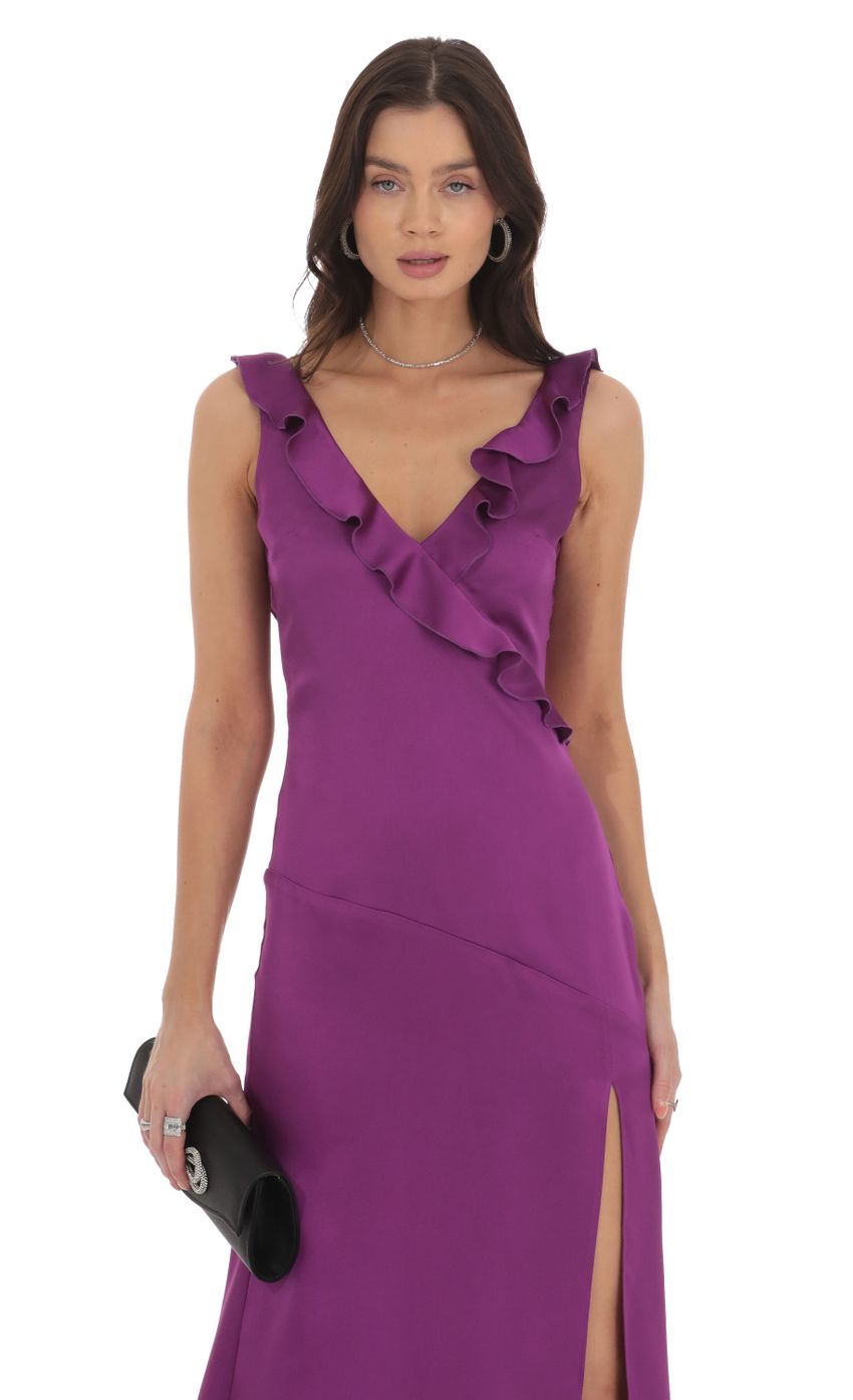 Picture Satin V-Neck Open Back Maxi Dress in Purple. Source: https://media-img.lucyinthesky.com/data/Oct24/850xAUTO/b9265f01-8723-4928-9332-8a4c9be6cb89.jpg