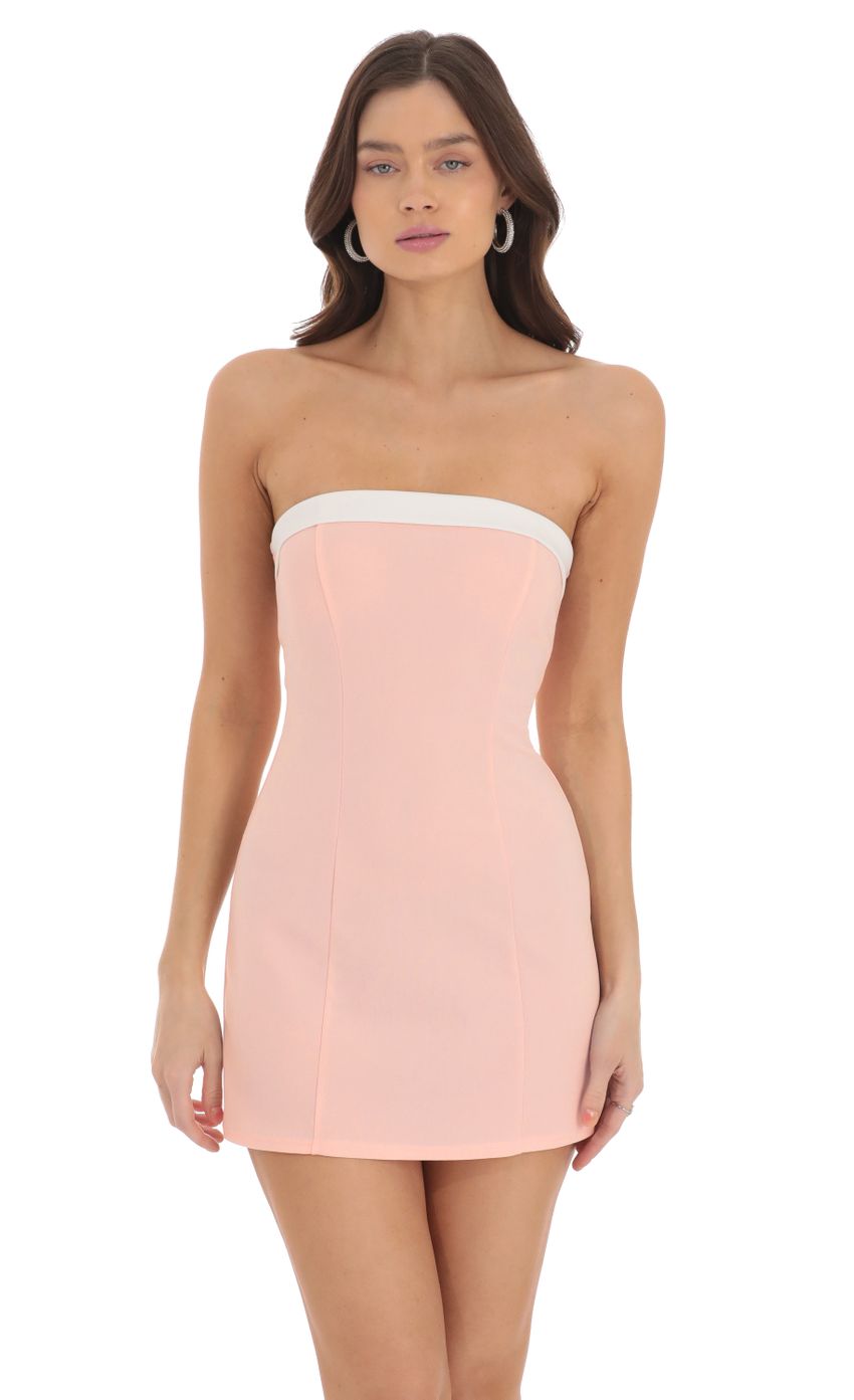 Picture White Trim Strapless Dress in Pink. Source: https://media-img.lucyinthesky.com/data/Oct24/850xAUTO/c6fa173f-c4e8-46e3-af13-7479292fcac6.jpg