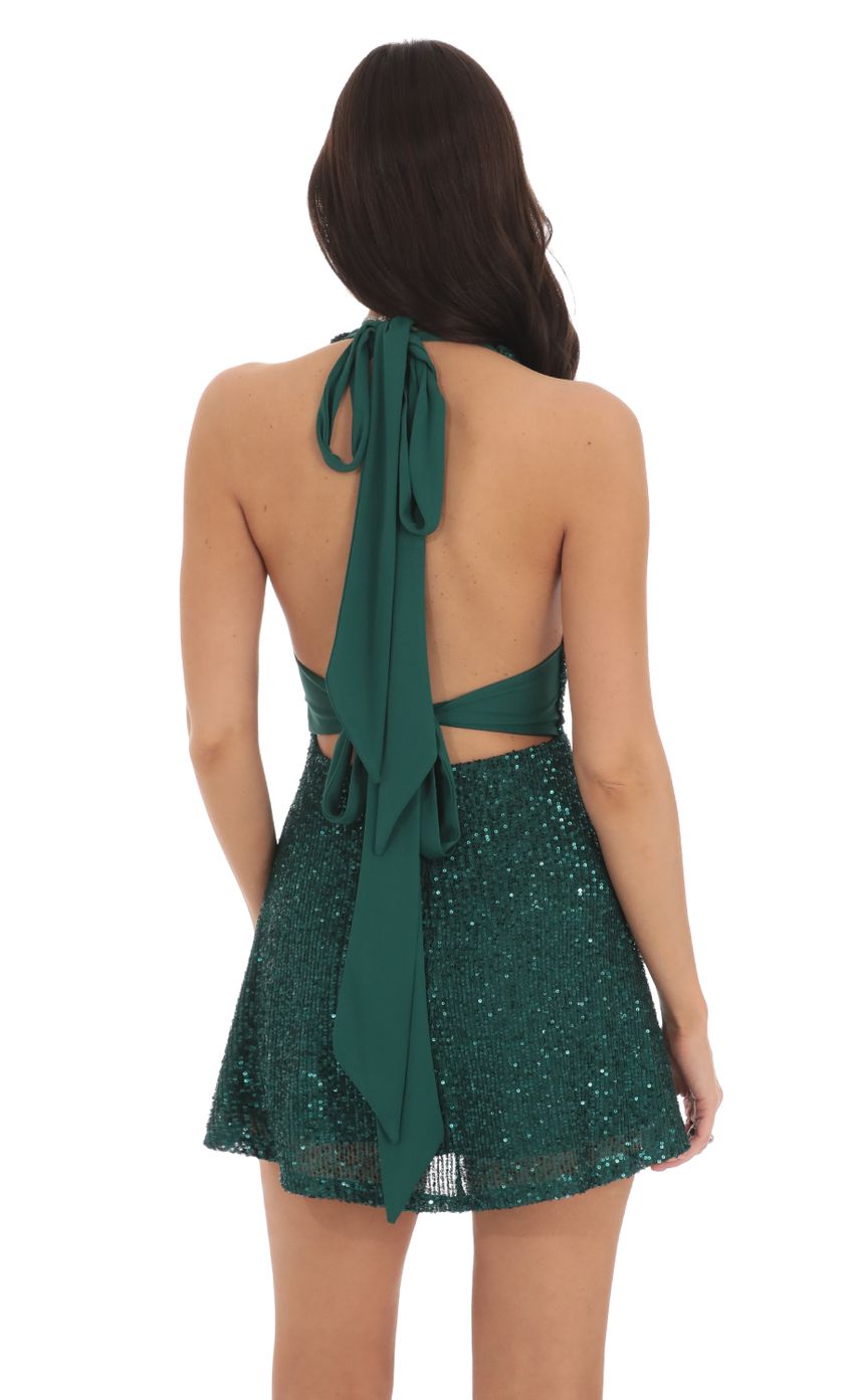 Picture Sequin Halter Dress in Green. Source: https://media-img.lucyinthesky.com/data/Oct24/850xAUTO/db2abcb5-983b-4b7a-a608-8cee7166f030.jpg