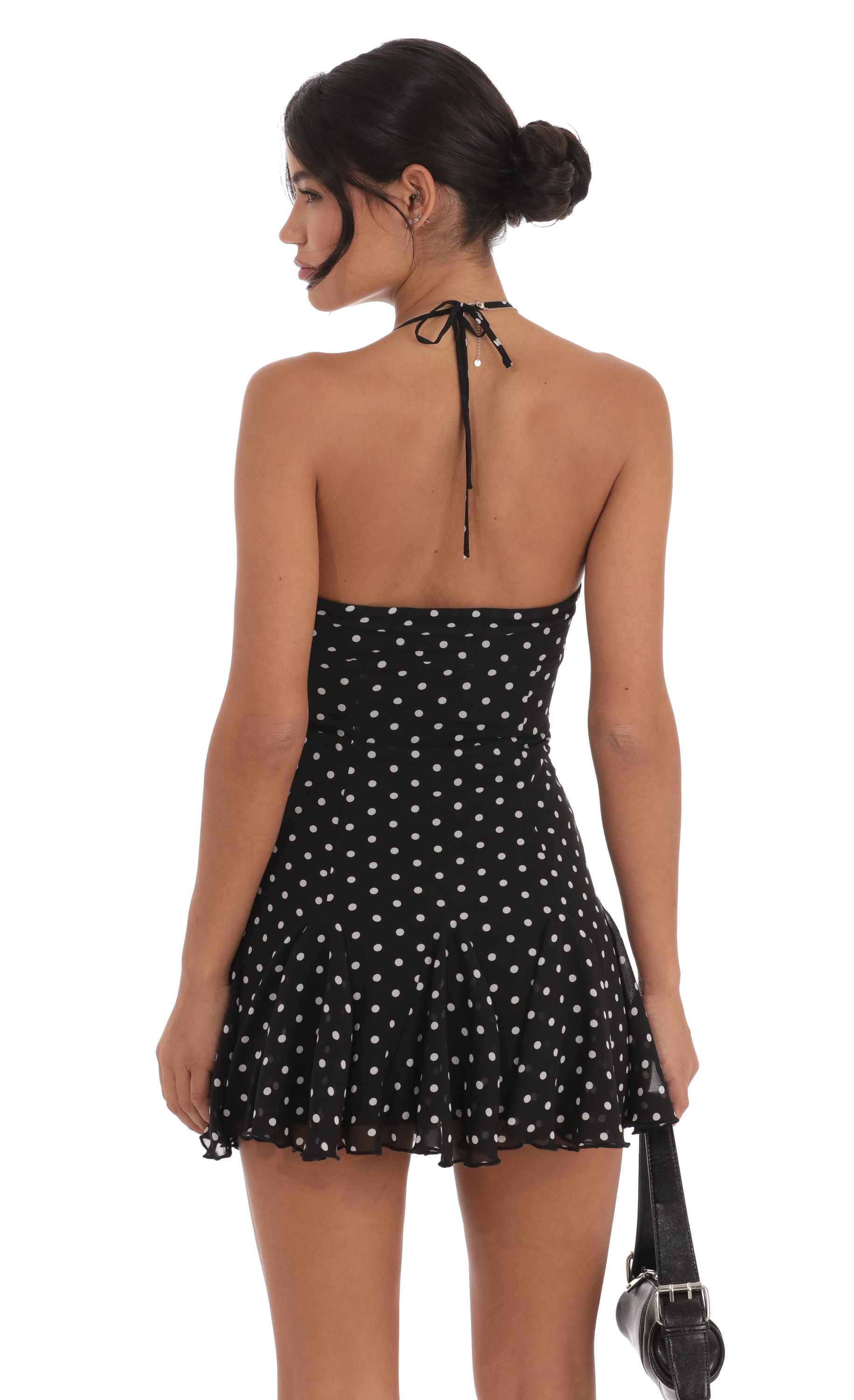 blue dress for baby girl Sweet Temptation Halter Maxi Dress Black/ White Polka Dot main image 1