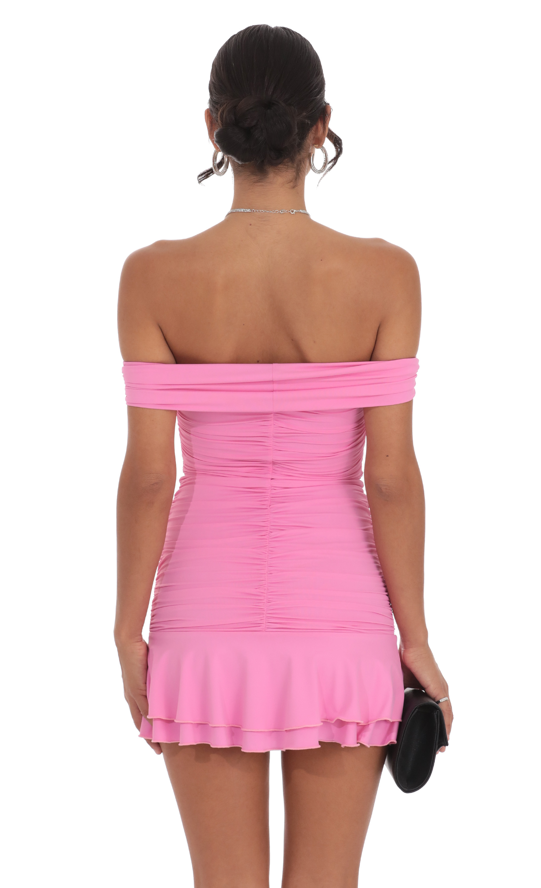 women's light pink off shoulder dress for roleplay Off-Shoulder Ruffle Lace Maxi in Soft - XL Do Not Iron Dusty Pink Off The Shoulder