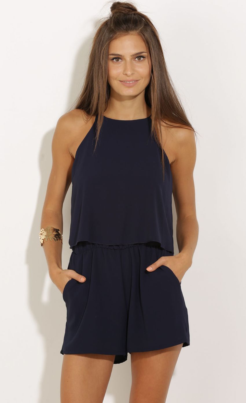Picture Chiffon Halter Playsuit In Navy. Source: https://media-img.lucyinthesky.com/data/Sep15_1/850xAUTO/0Y5A6149.JPG