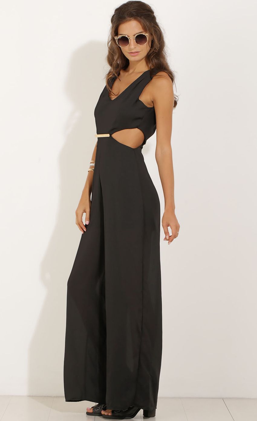 Picture Gold Detail Cutout Jumpsuit in Black. Source: https://media-img.lucyinthesky.com/data/Sep15_1/850xAUTO/0Y5A9826.JPG