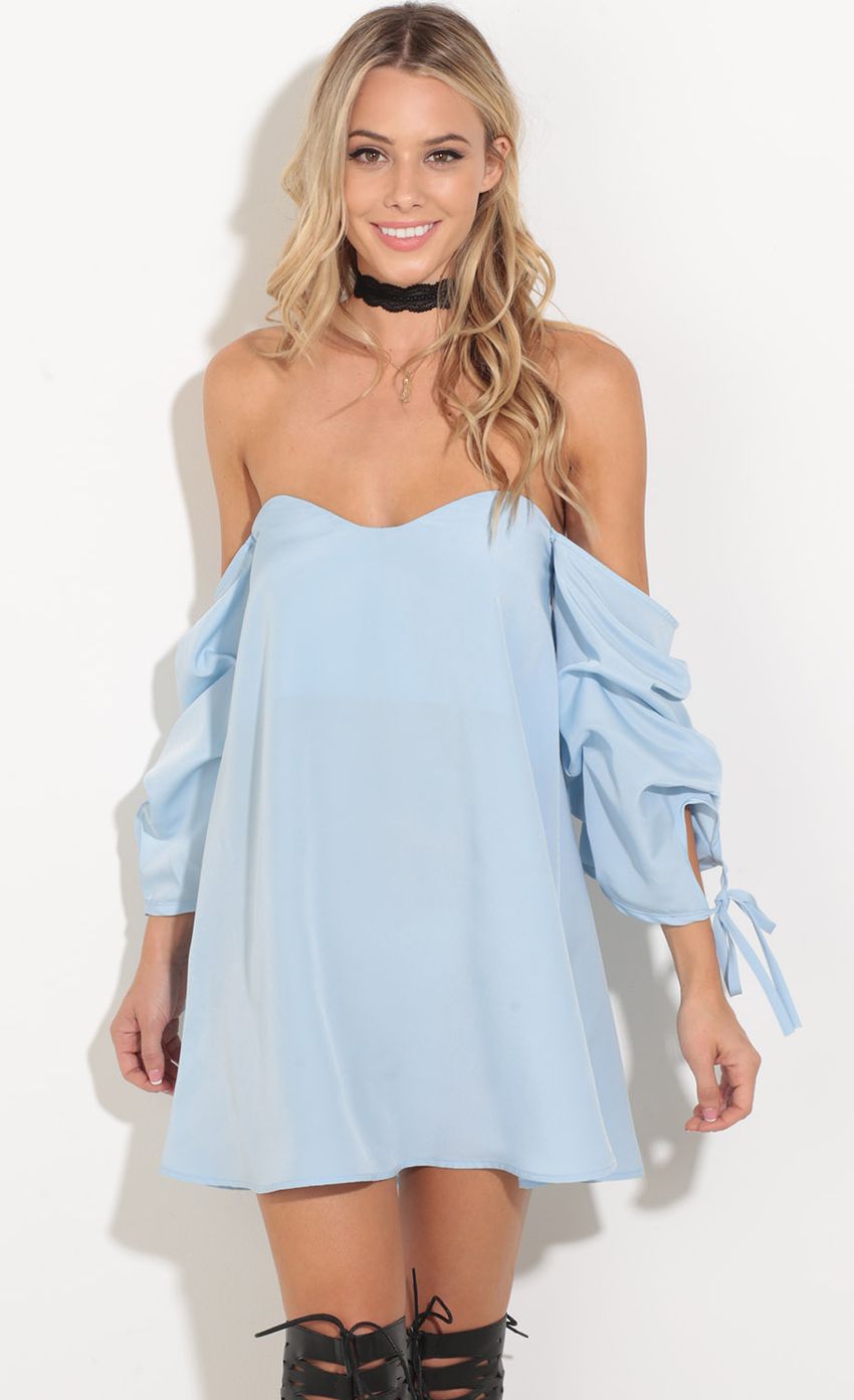 Picture Ruched Sweetheart Dress In Baby Blue. Source: https://media-img.lucyinthesky.com/data/Sep16_1/850xAUTO/0Y5A0459.JPG