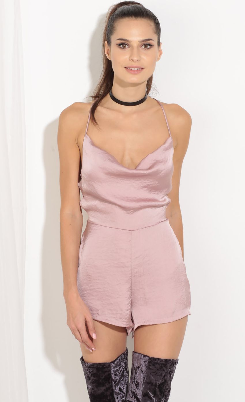 Picture Open Back Satin Romper In Pink. Source: https://media-img.lucyinthesky.com/data/Sep16_1/850xAUTO/0Y5A6730.JPG