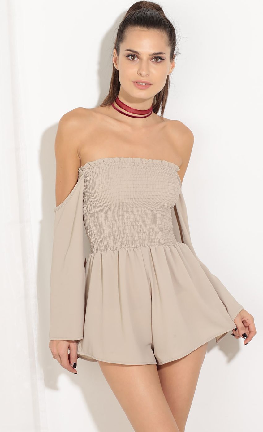 Picture Bell Sleeve Romper In Beige. Source: https://media-img.lucyinthesky.com/data/Sep16_2/850xAUTO/0Y5A1280.JPG