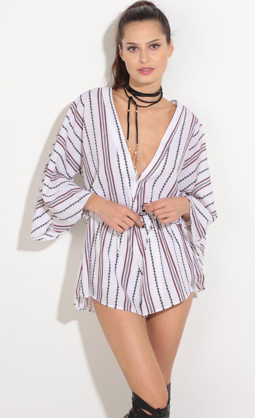 Picture Bohemian Stripe Plunge Romper In White. Source: https://media-img.lucyinthesky.com/data/Sep16_2/850xAUTO/0Y5A3780.JPG