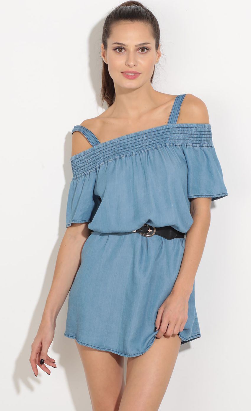 Picture Open Shoulder Denim Dress. Source: https://media-img.lucyinthesky.com/data/Sep16_2/850xAUTO/0Y5A5477.JPG