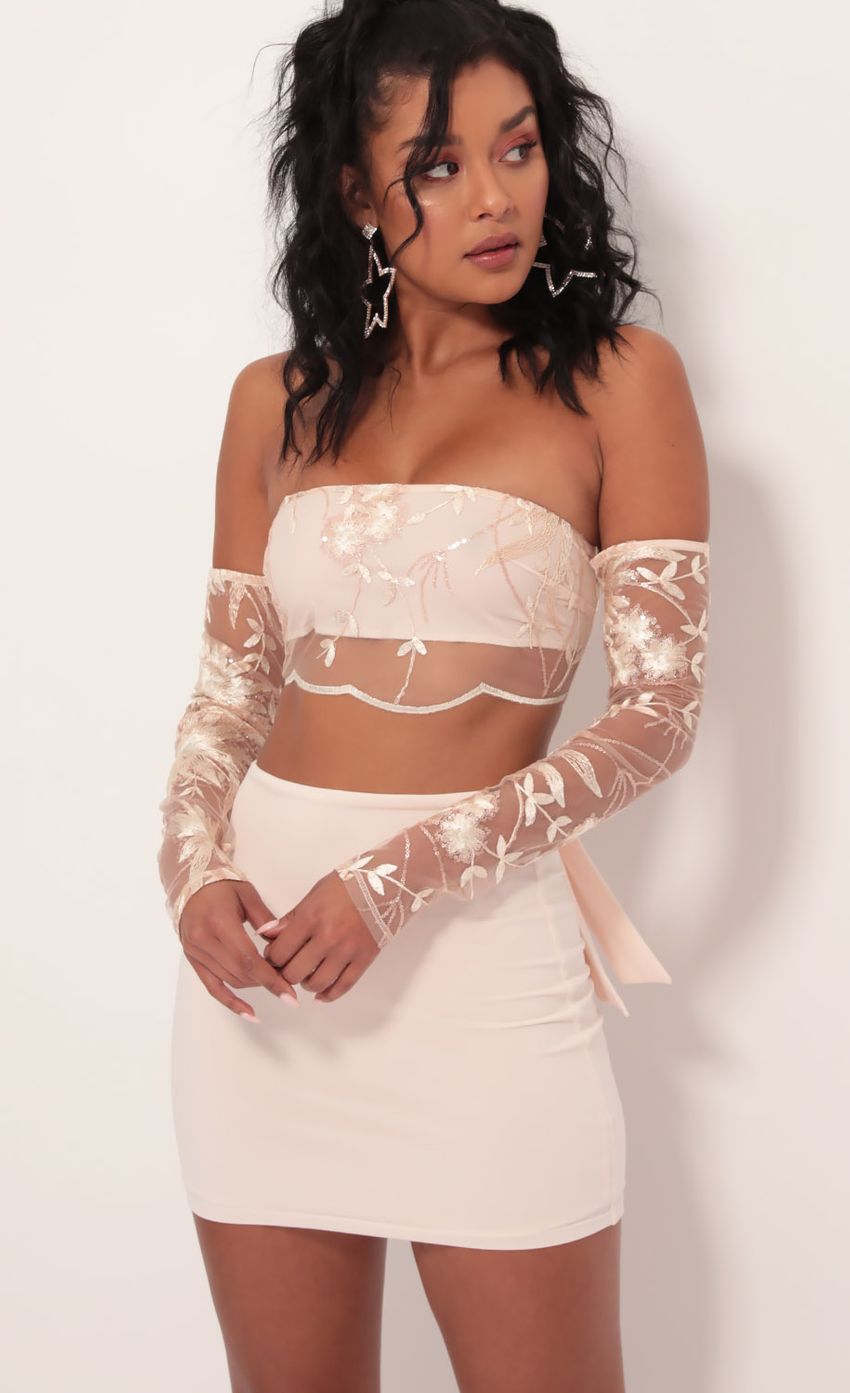 Picture Valentina Sequin Lace Sleeve Set in Blush. Source: https://media-img.lucyinthesky.com/data/Sep19_1/850xAUTO/781A1884.JPG