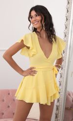 Picture V-Neck Wrap Dress in Yellow. Source: https://media-img.lucyinthesky.com/data/Sep20_1/150xAUTO/781A8317.JPG