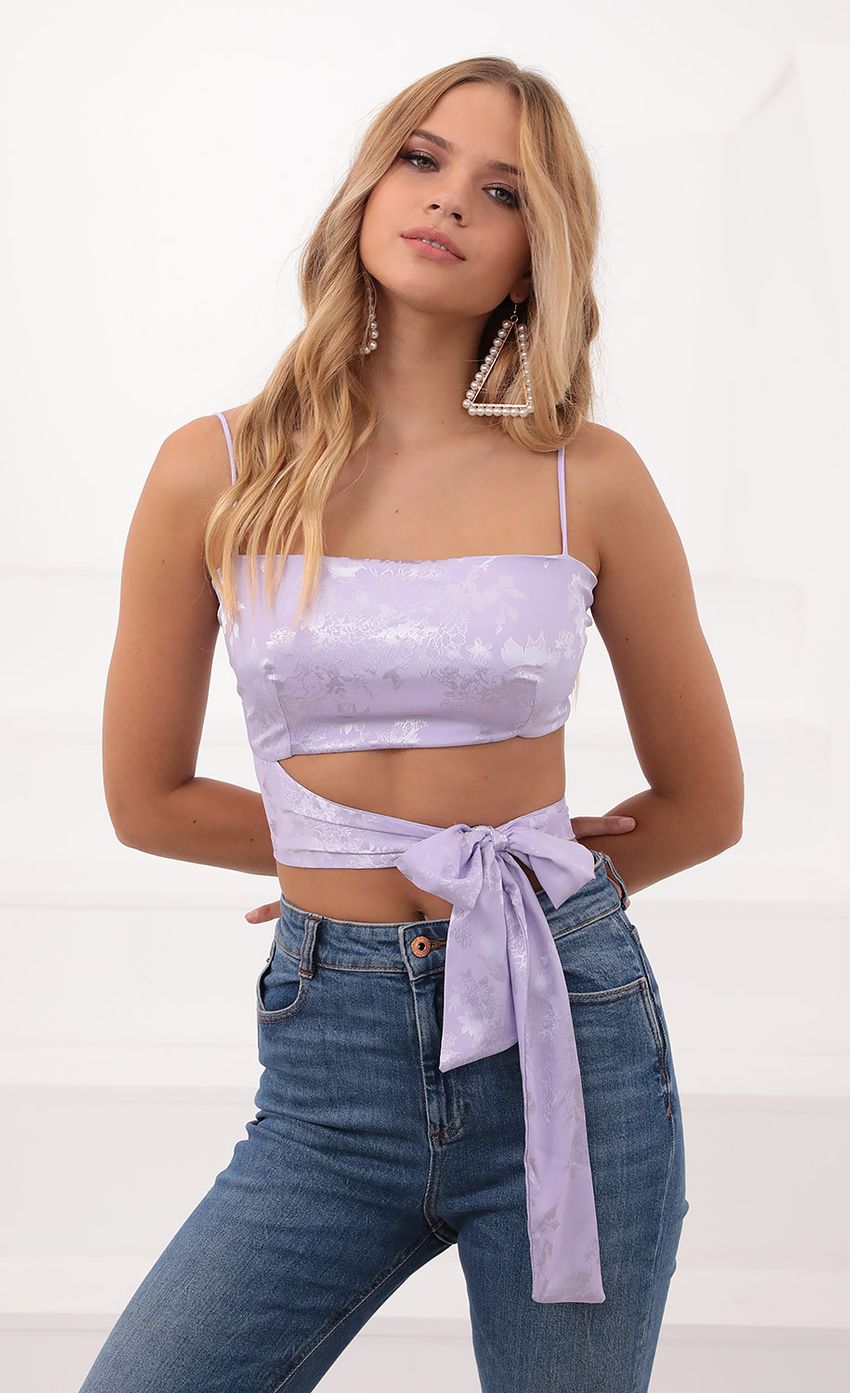 Picture Jacquard Wrap Top in Lavender. Source: https://media-img.lucyinthesky.com/data/Sep20_1/850xAUTO/781A3188.JPG