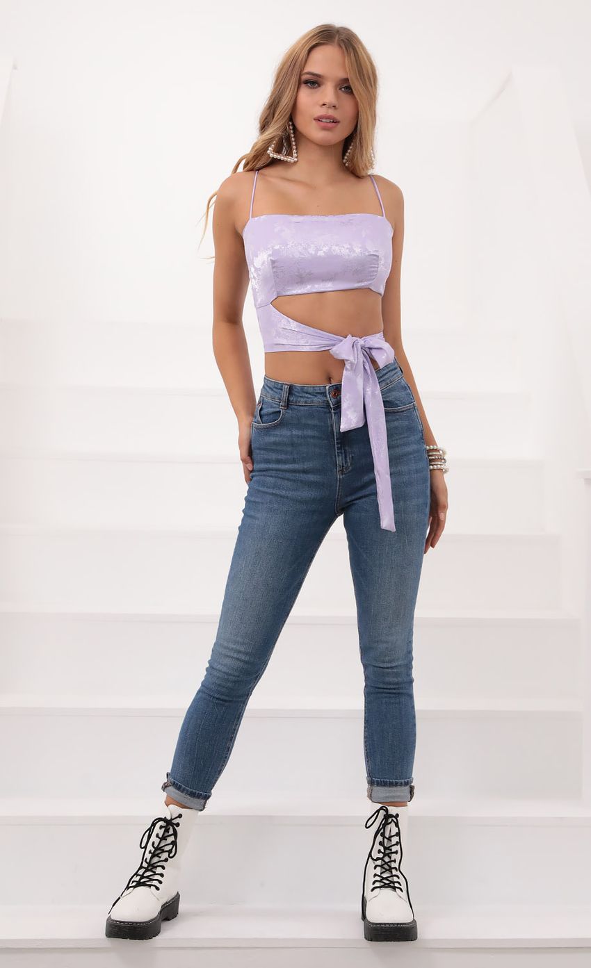 Picture Jacquard Wrap Top in Lavender. Source: https://media-img.lucyinthesky.com/data/Sep20_1/850xAUTO/781A3316.JPG
