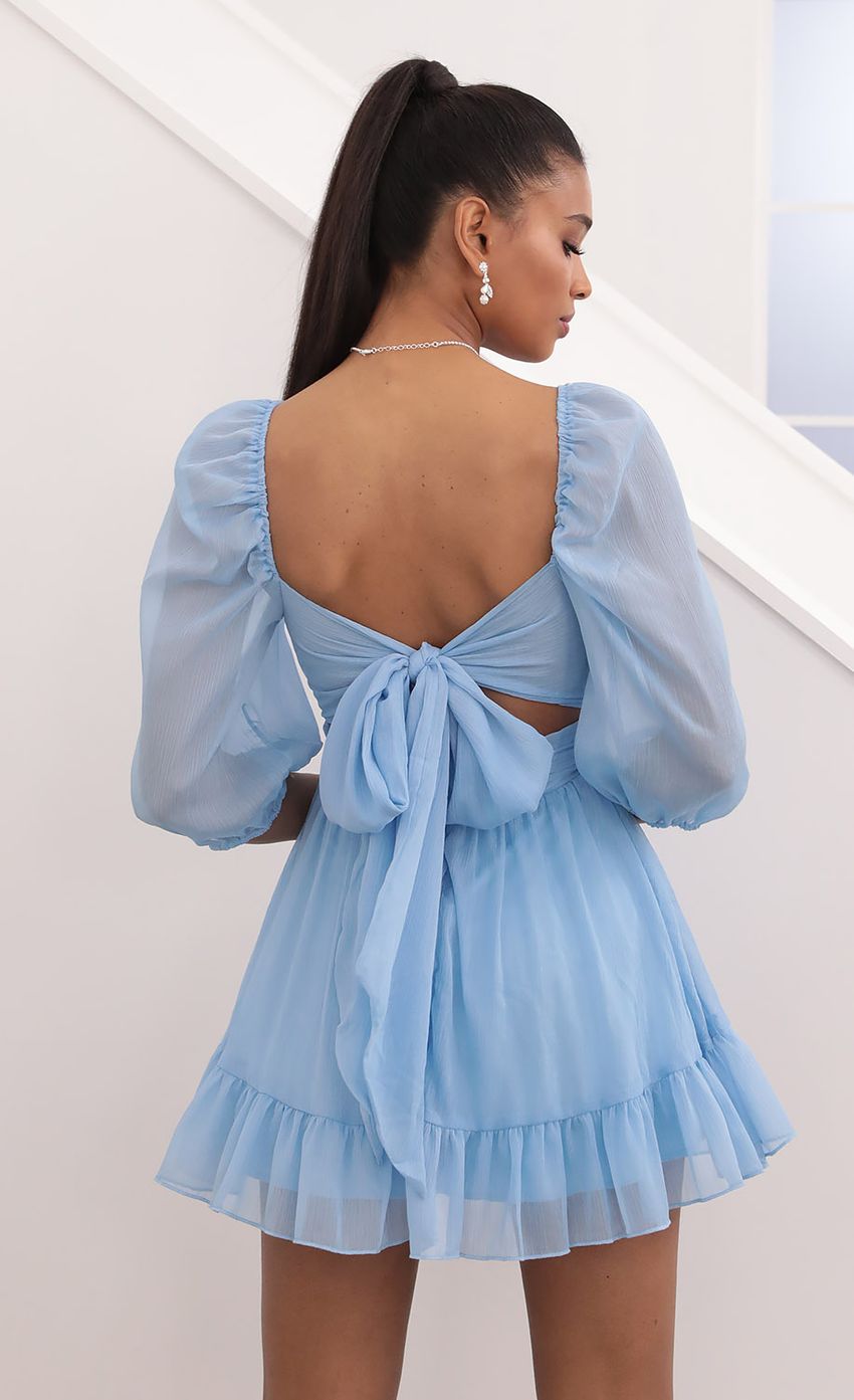 Picture Ruffle Chiffon Dress in Blue. Source: https://media-img.lucyinthesky.com/data/Sep20_2/850xAUTO/781A0357.JPG