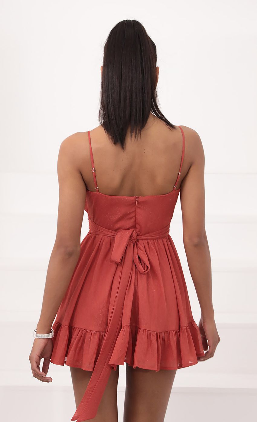 Picture Chiffon Ruffled Dress in Rust. Source: https://media-img.lucyinthesky.com/data/Sep20_2/850xAUTO/781A0696.JPG
