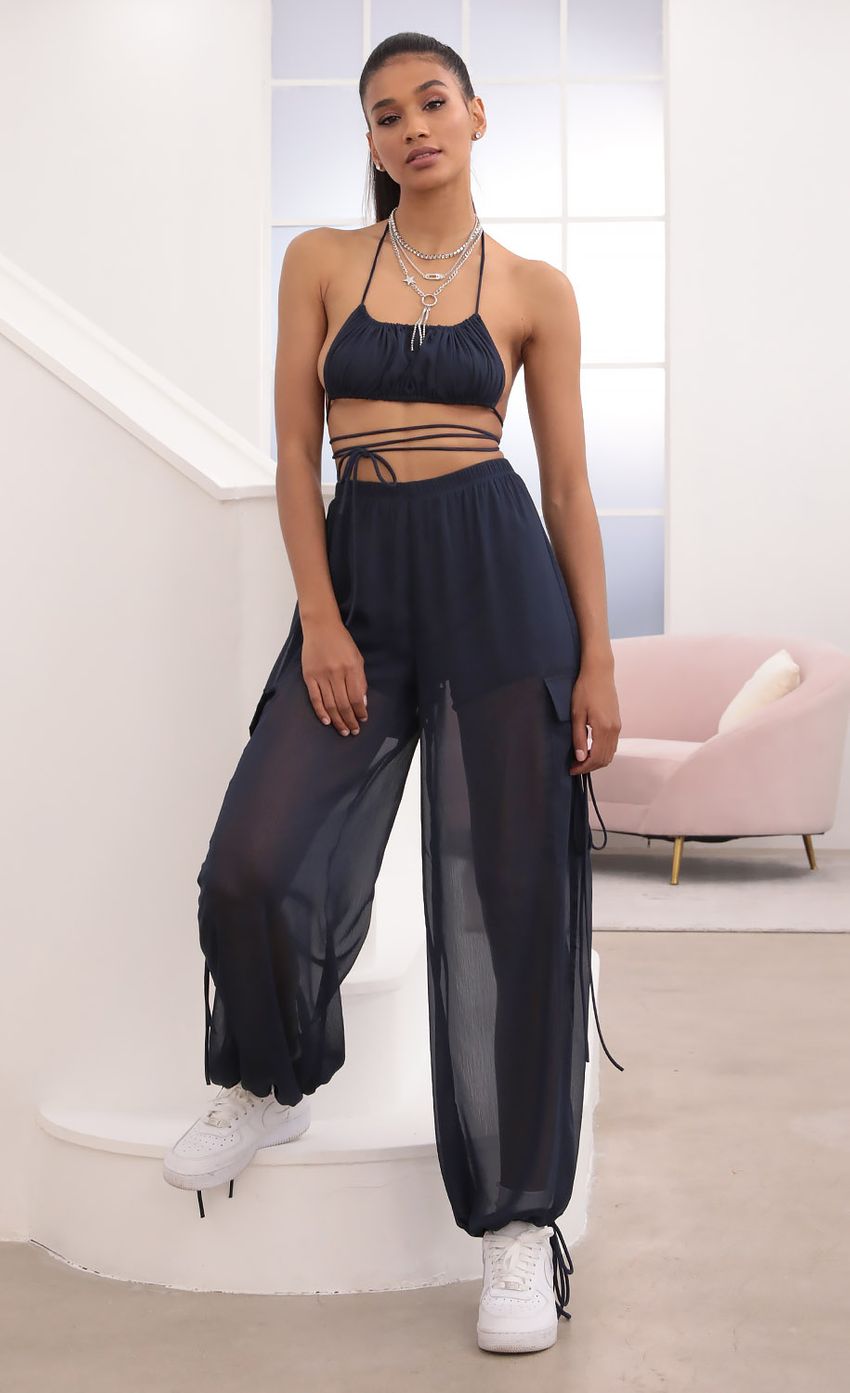 Picture Chiffon Two Piece Pant Set In Navy. Source: https://media-img.lucyinthesky.com/data/Sep20_2/850xAUTO/781A1848.JPG