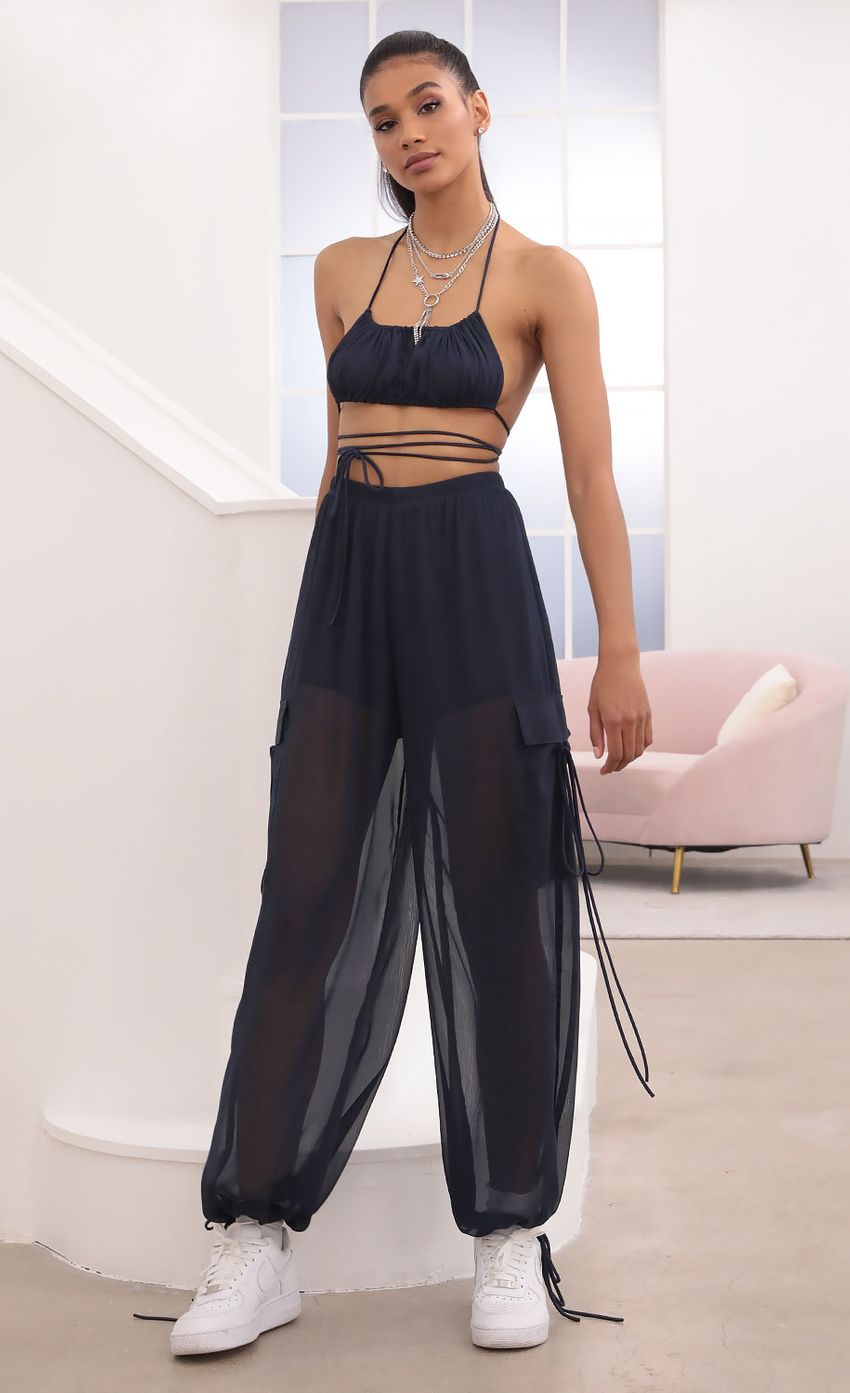 Picture Chiffon Two Piece Pant Set In Navy. Source: https://media-img.lucyinthesky.com/data/Sep20_2/850xAUTO/781A1863.JPG