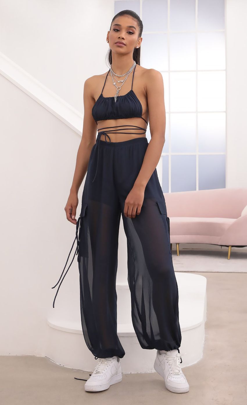 Picture Chiffon Two Piece Pant Set In Navy. Source: https://media-img.lucyinthesky.com/data/Sep20_2/850xAUTO/781A1866.JPG