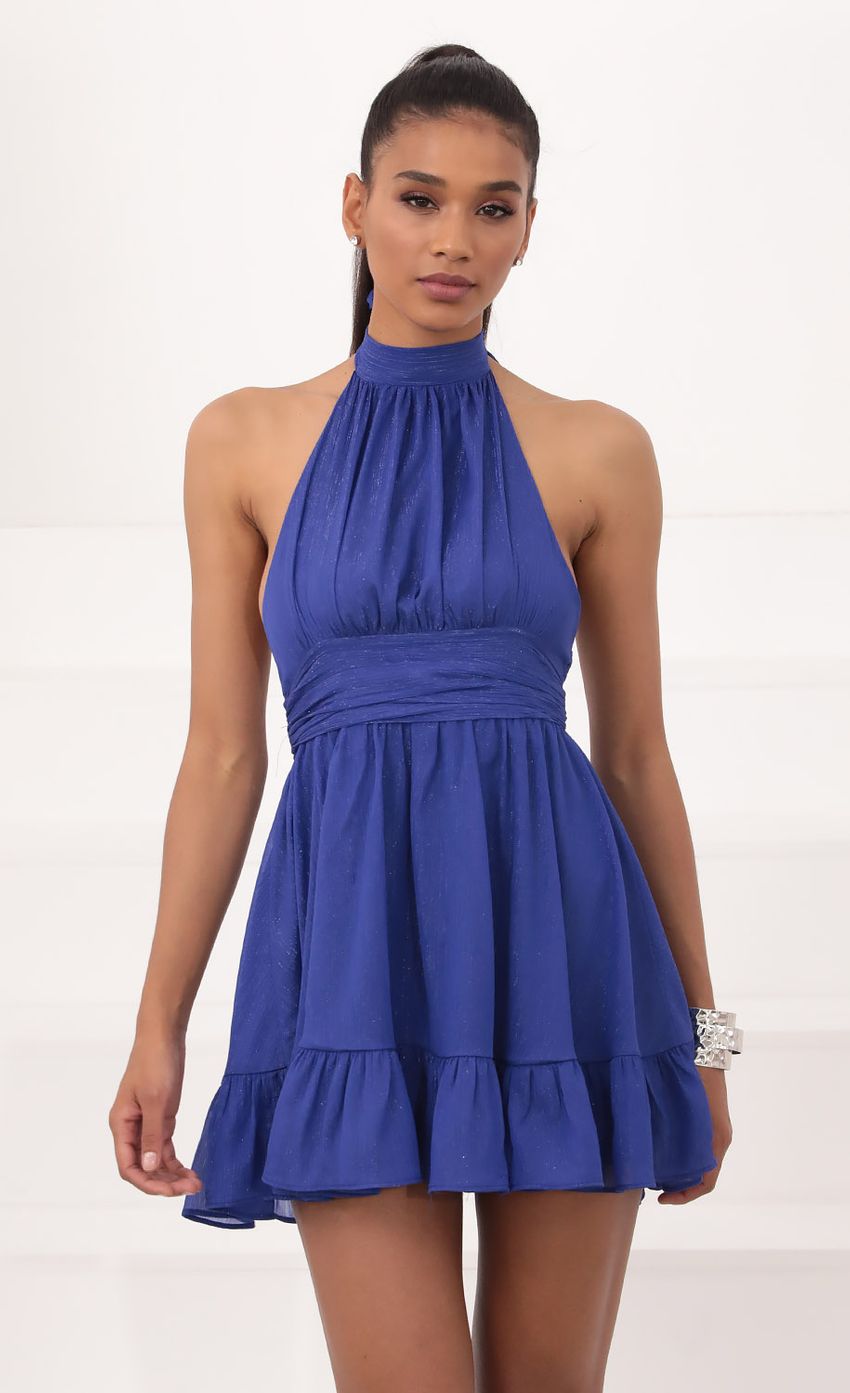 Picture Shimmer Chiffon Halter Dress in Blue. Source: https://media-img.lucyinthesky.com/data/Sep20_2/850xAUTO/781A2468.JPG